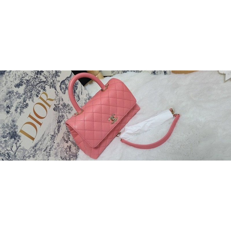 CHANEL 可可手柄小粉牛奶粉魚子醬絎縫香巴拉-7