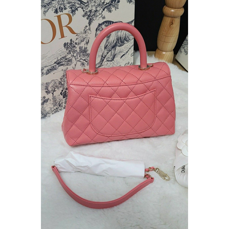 CHANEL 可可手柄小粉牛奶粉魚子醬絎縫香巴拉-10