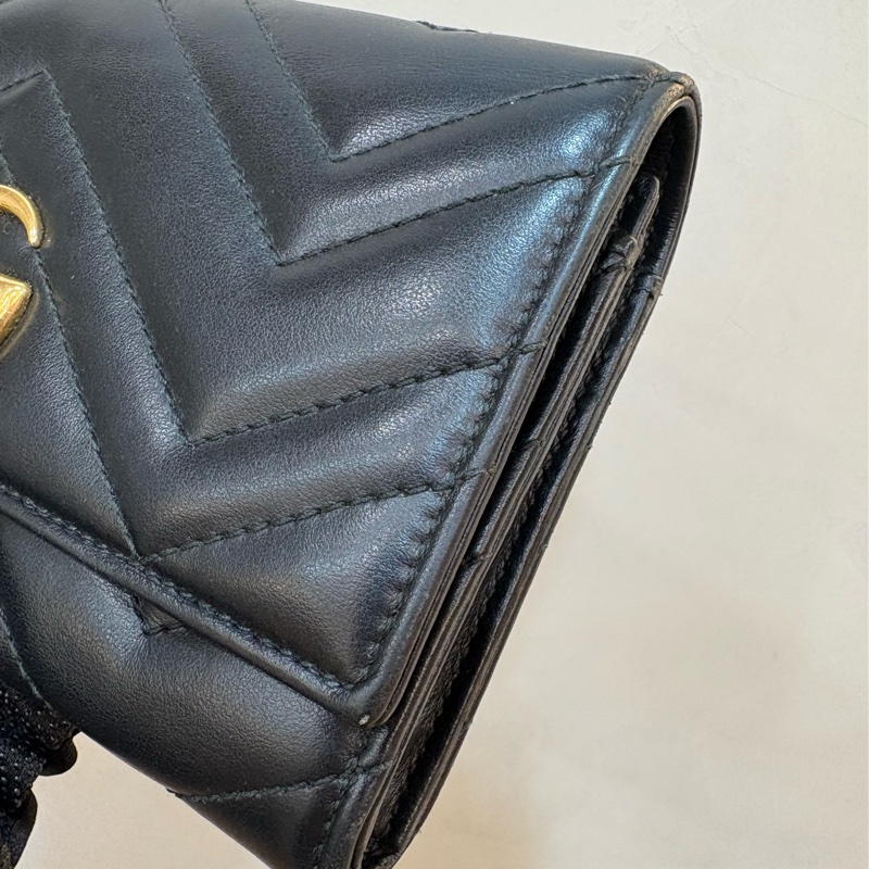 Gucci GG mormont黑牛皮金扣長夾-3