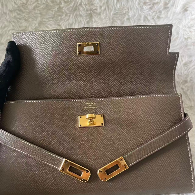 🌈Hermes🧡Kelly Wallet🧡大象灰金扣🌟98.5新🌈Epsom皮🌟Stamp C🌟-1