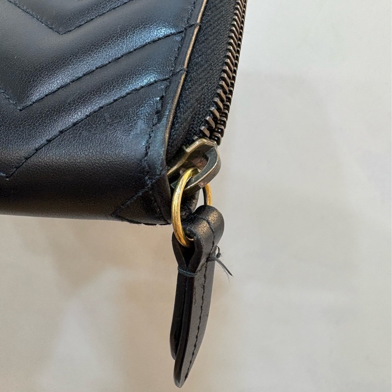 Gucci GG mormont黑牛皮金扣拉鍊長夾-6