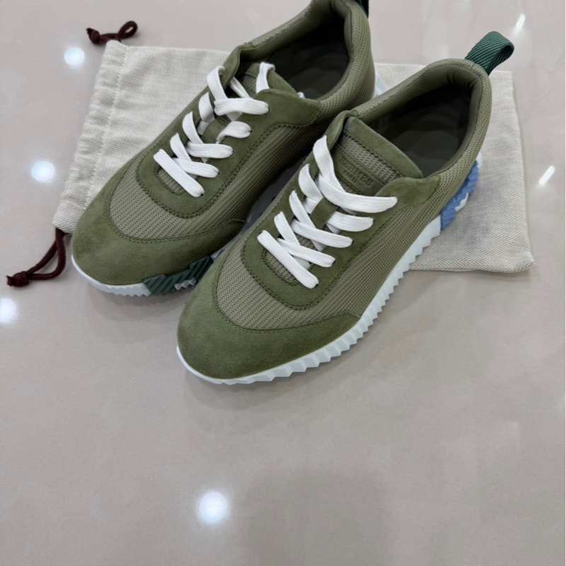 Hermes愛馬仕高科技網眼麂皮山羊皮運動鞋 瓷綠色-0