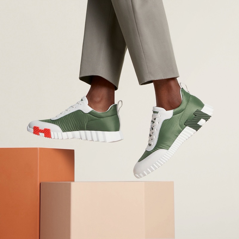 Hermes愛馬仕高科技網眼麂皮山羊皮運動鞋 瓷綠色-1