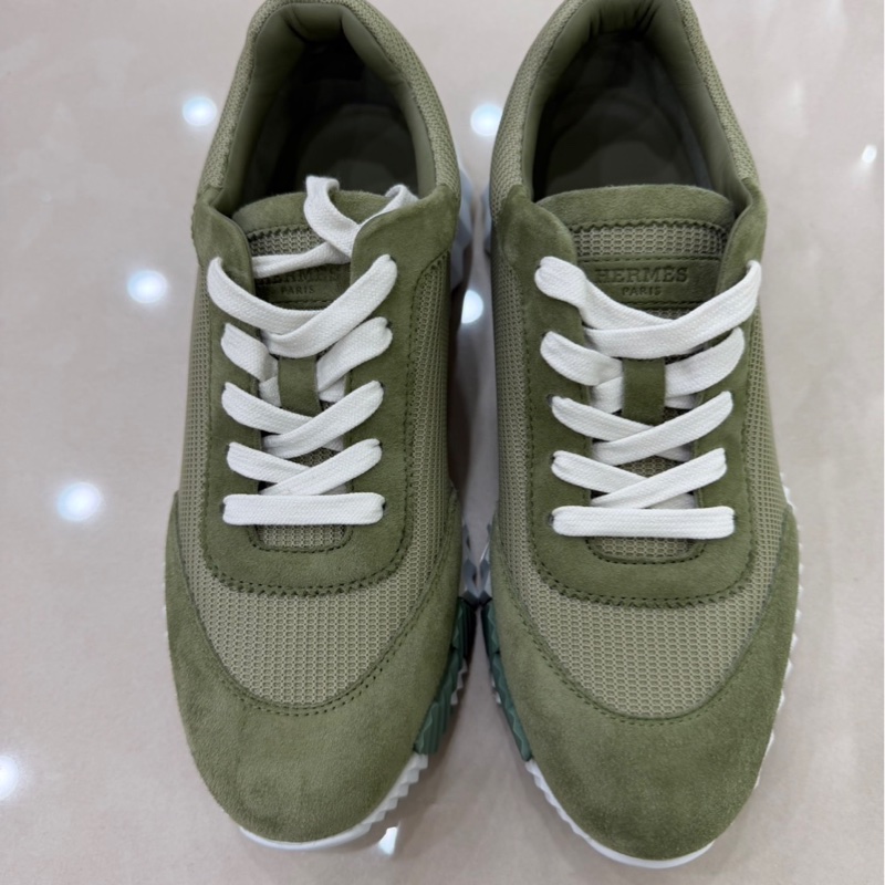 Hermes愛馬仕高科技網眼麂皮山羊皮運動鞋 瓷綠色-2