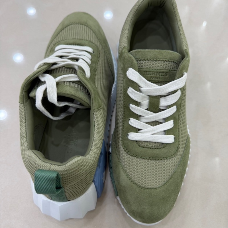 Hermes愛馬仕高科技網眼麂皮山羊皮運動鞋 瓷綠色-5