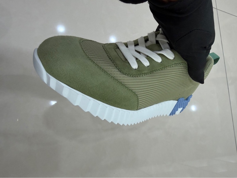 Hermes愛馬仕高科技網眼麂皮山羊皮運動鞋 瓷綠色-6