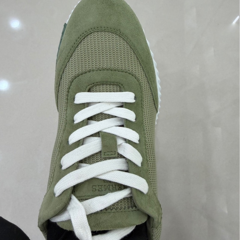 Hermes愛馬仕高科技網眼麂皮山羊皮運動鞋 瓷綠色-24