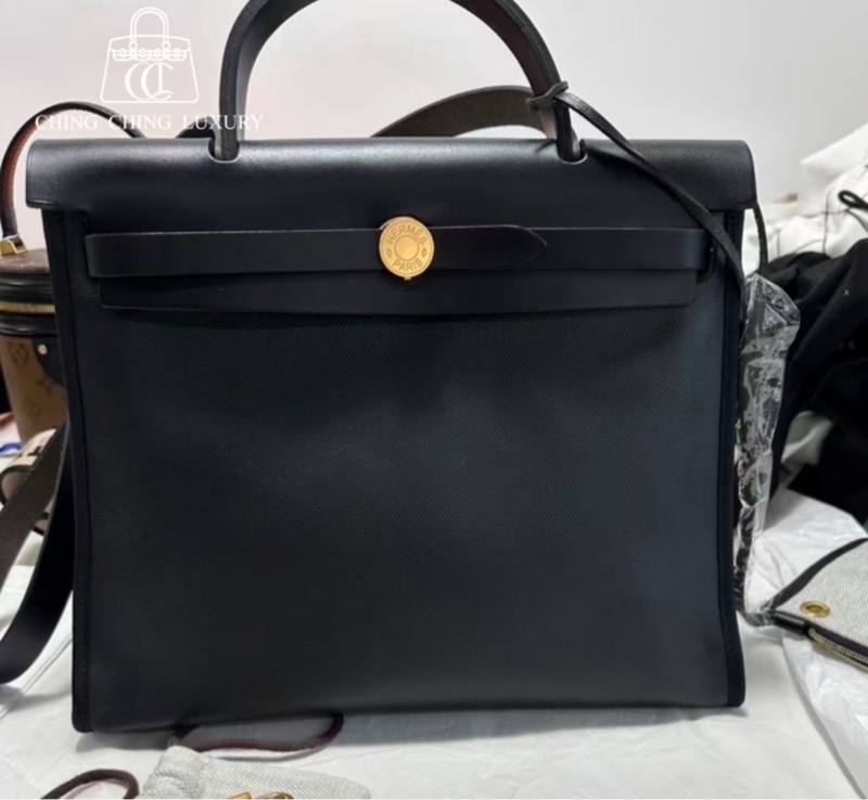 🌈Hermes🧡Herbag 31🧡防水布黑色金扣🌈全新未使用🌟Stamp U🌟-1