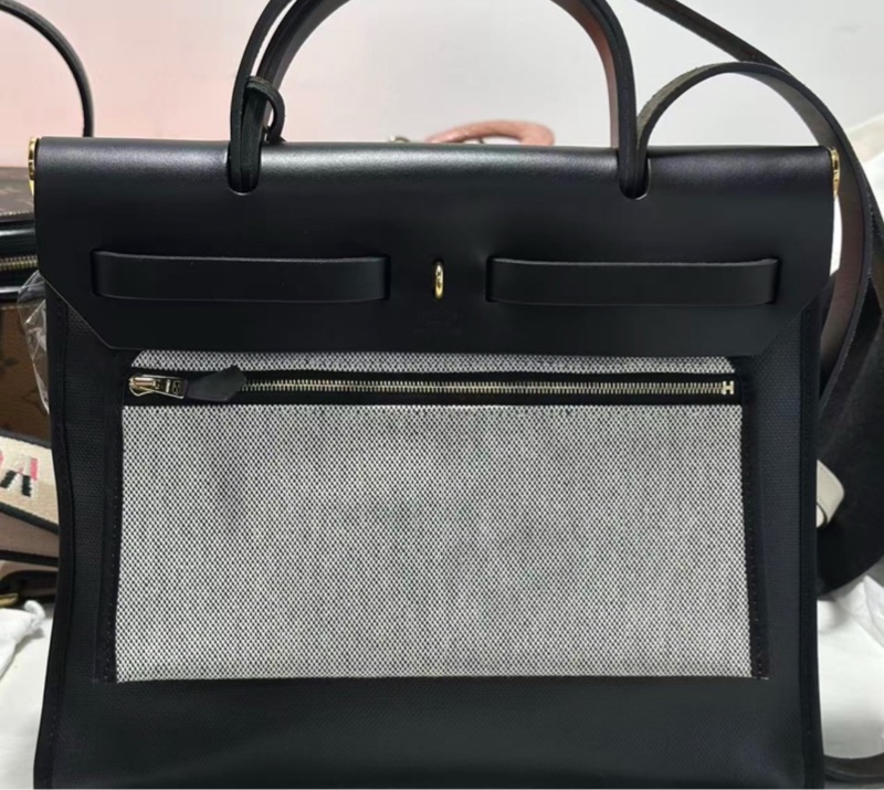 🌈Hermes🧡Herbag 31🧡防水布黑色金扣🌈全新未使用🌟Stamp U🌟-6