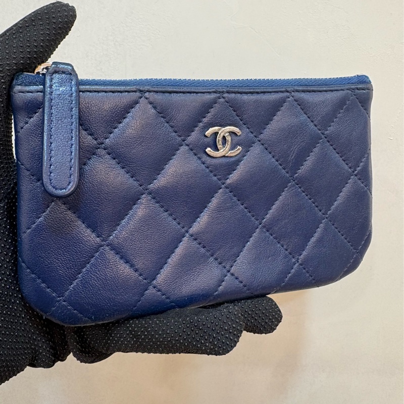 香奈兒 chanel 深藍色一字零錢包-0