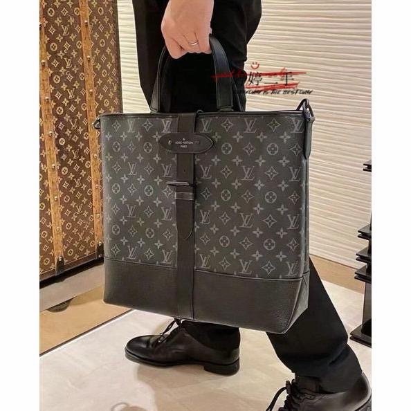 LV M45914黑灰老花公事包 斜背包 手提包👜-4