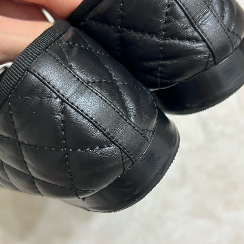 香奈兒 Chanel 芭蕾舞鞋 復古小牛皮黑 經典菱格紋-5