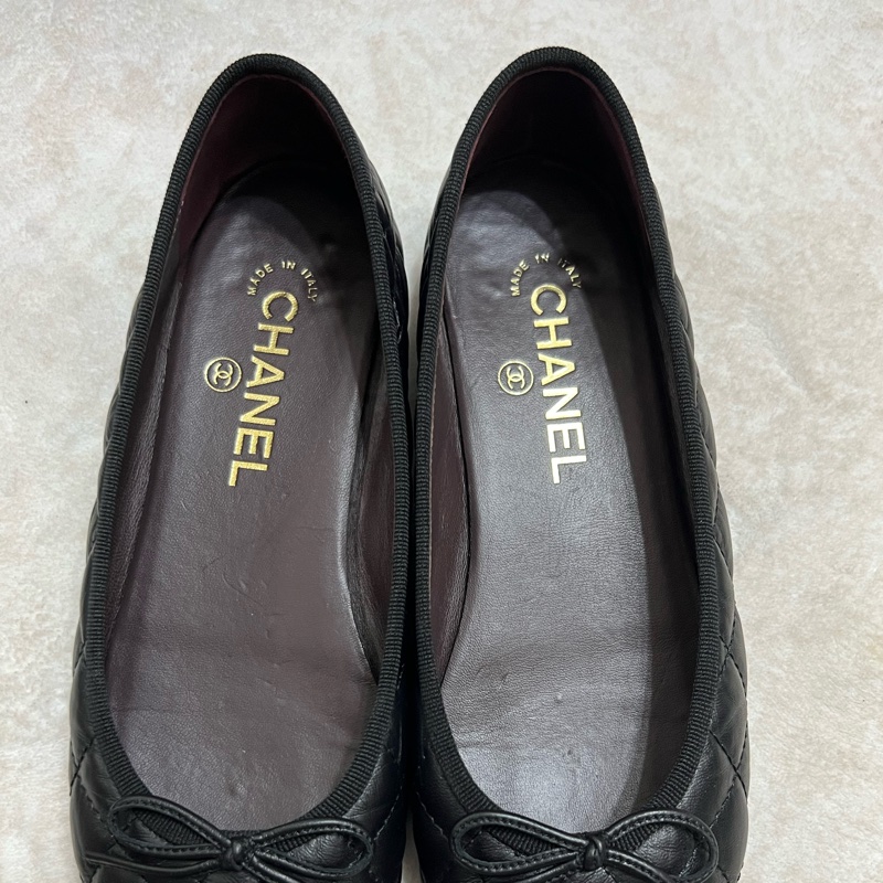 香奈兒 Chanel 芭蕾舞鞋 復古小牛皮黑 經典菱格紋-12