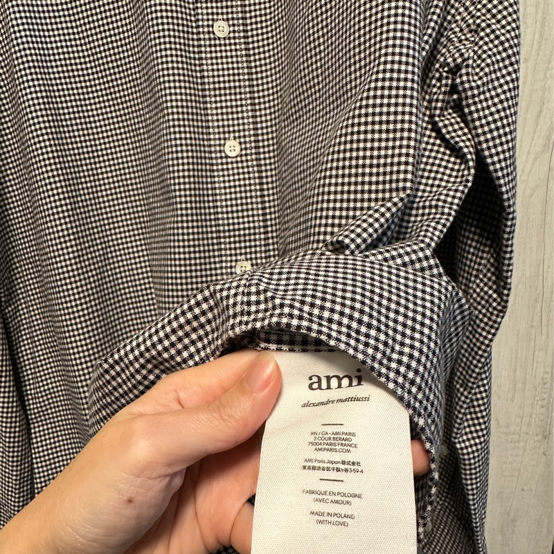 AMI Paris 黑白格紋襯衫-7