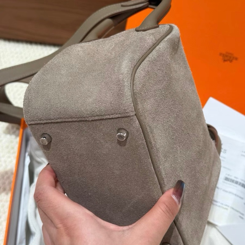 有購証🩷✨ 99新 Hermes/ 愛馬仕Mini lindy 大象灰麂皮銀扣，B刻全套-5