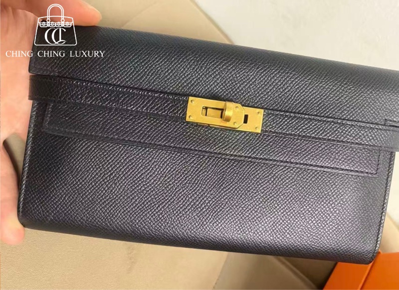 🌈Hermes🧡Kelly Wallet🧡黑色金扣🌟98新🌈Epsom皮🌟Stamp Z🌟有貼膜🌟-0