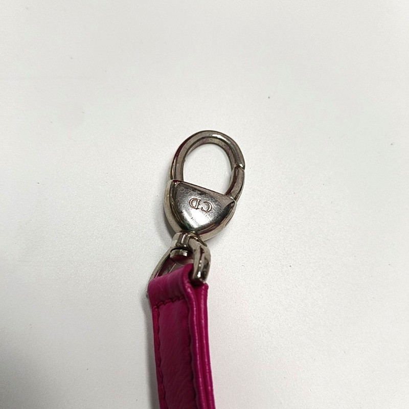 Dior lady dior 戴妃五格玫紅色羊皮銀扣 手提包肩背包-11