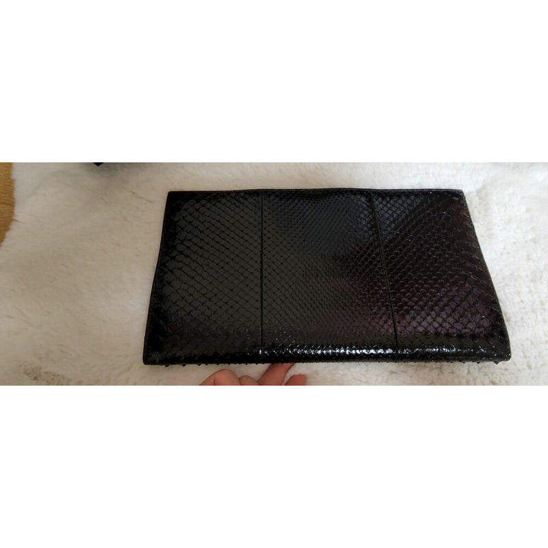 SAINT LAURENT Saint Laurent 真蟒蛇皮黑手拿包-3