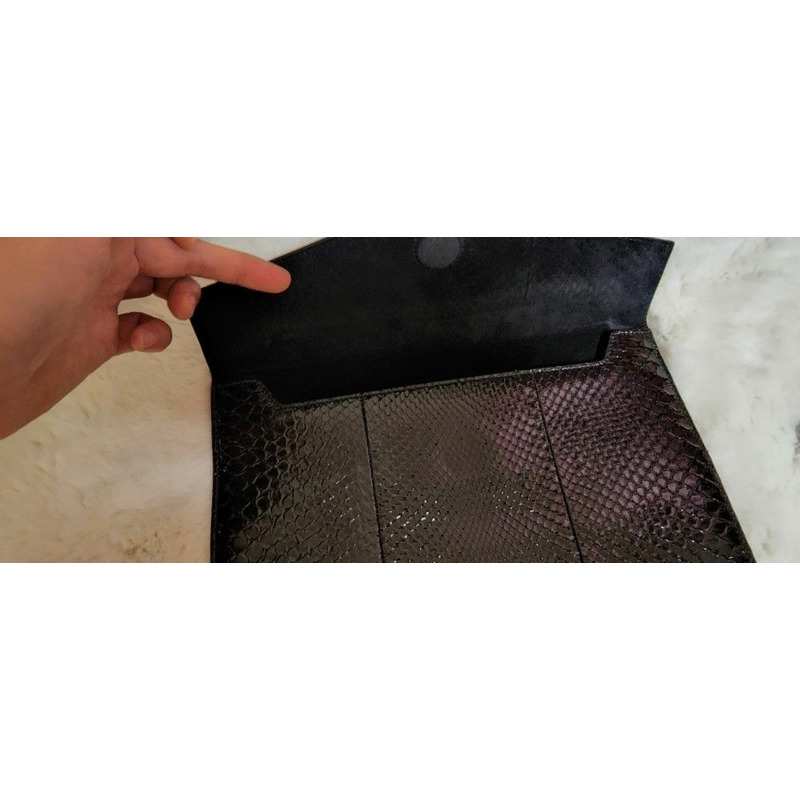 SAINT LAURENT Saint Laurent 真蟒蛇皮黑手拿包-8