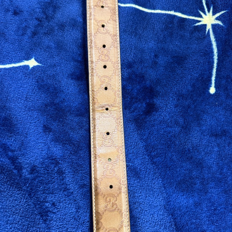 Gucci 雙G全皮壓紋愛心皮帶95/38-3