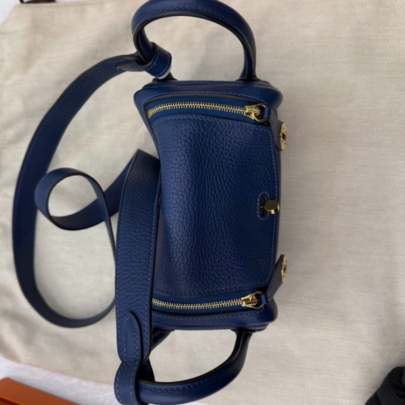 🌈Hermes💙Mini Lindy一代💙深邃藍金扣🌈98.5新🌟TC皮🌟Stamp Z🌟-2