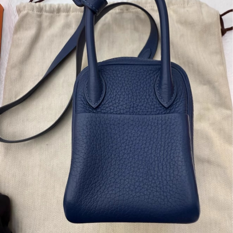 🌈Hermes💙Mini Lindy一代💙深邃藍金扣🌈98.5新🌟TC皮🌟Stamp Z🌟-3