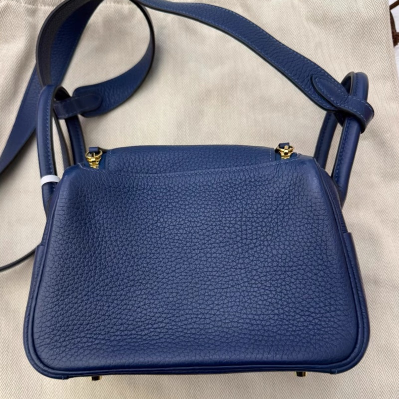 🌈Hermes💙Mini Lindy一代💙深邃藍金扣🌈98.5新🌟TC皮🌟Stamp Z🌟-6