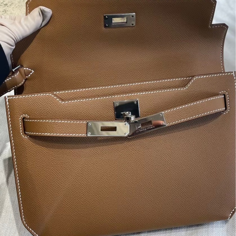 Hermes愛馬仕 Kelly Depeches25手拿包 37金棕 銀扣Epsom皮  Y刻-2