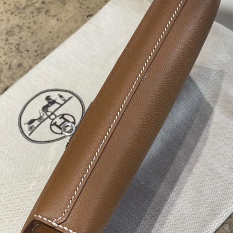 Hermes愛馬仕 Kelly Depeches25手拿包 37金棕 銀扣Epsom皮  Y刻-5