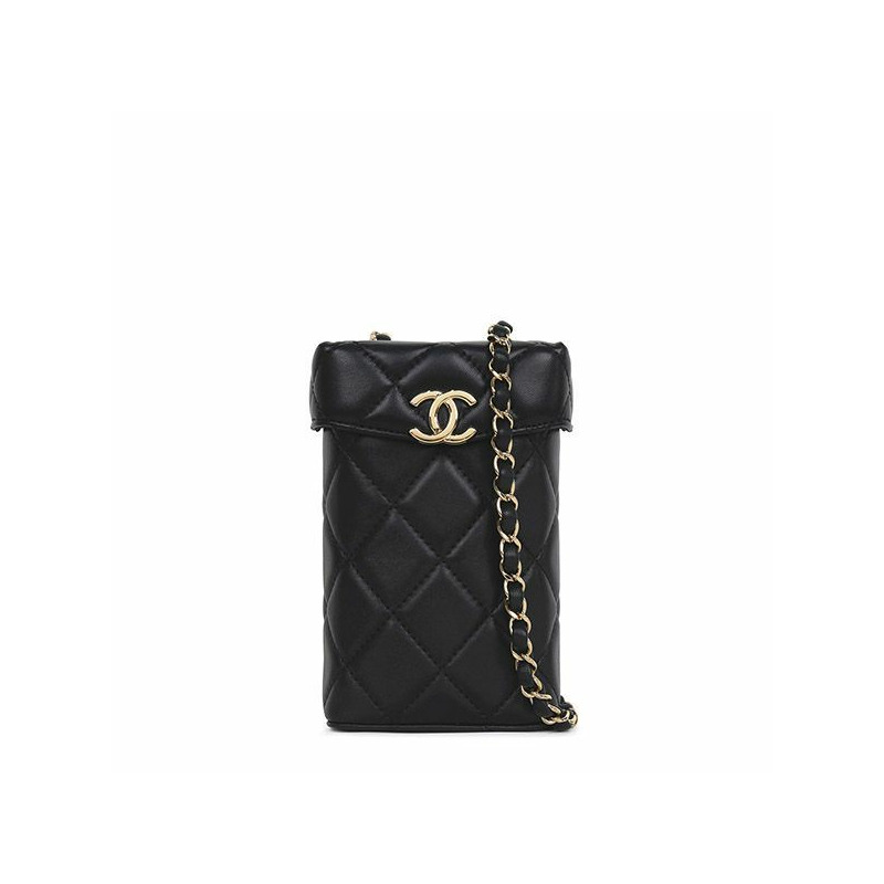 CHANEL 黑色鍍金盒迷你鏈條包 AS2876-0