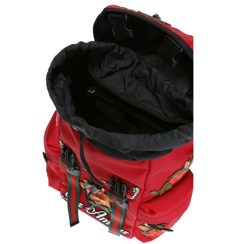 GUCCI 紅色帆布花卉刺繡背包 478327 8699-6