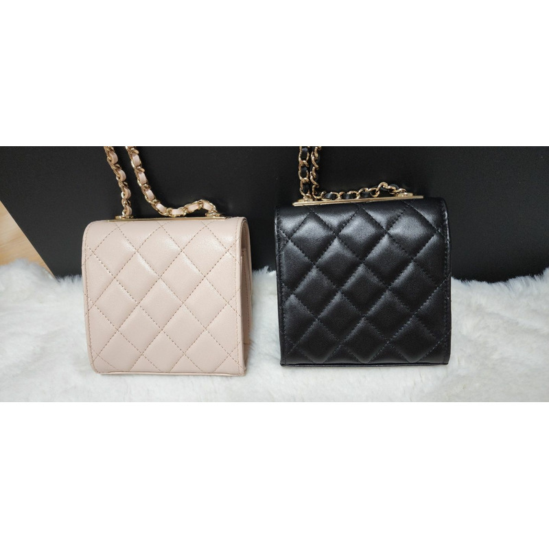 CHANEL 黑色、粉紅米色和香檳金色迷你翻蓋包-3