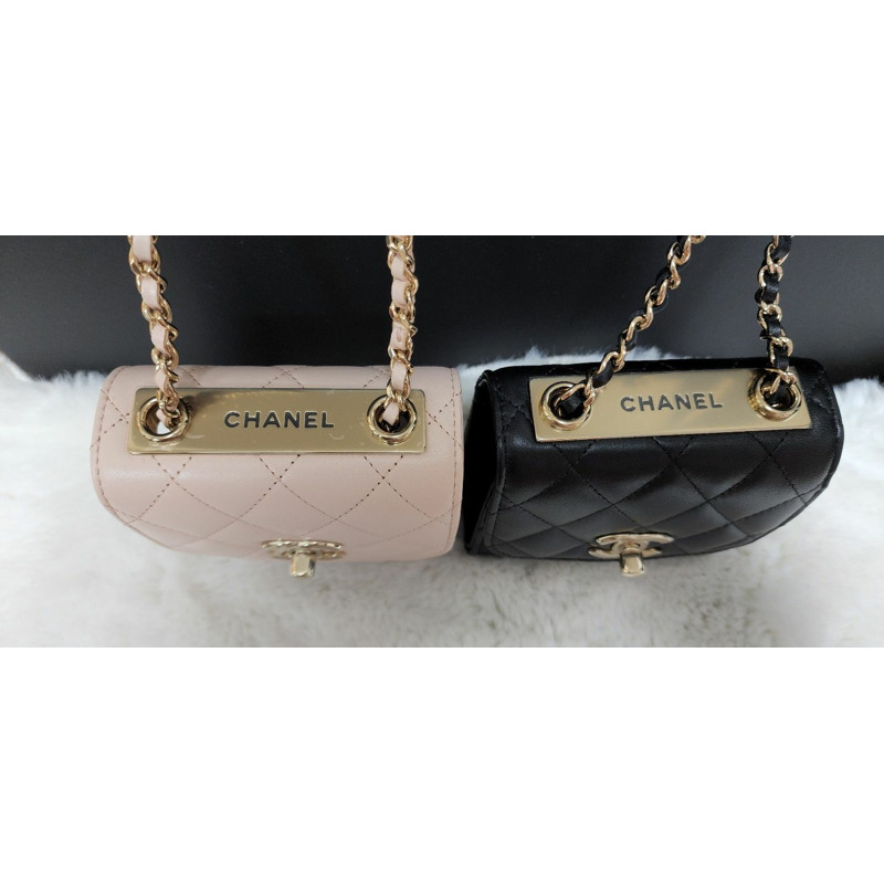 CHANEL 黑色、粉紅米色和香檳金色迷你翻蓋包-4