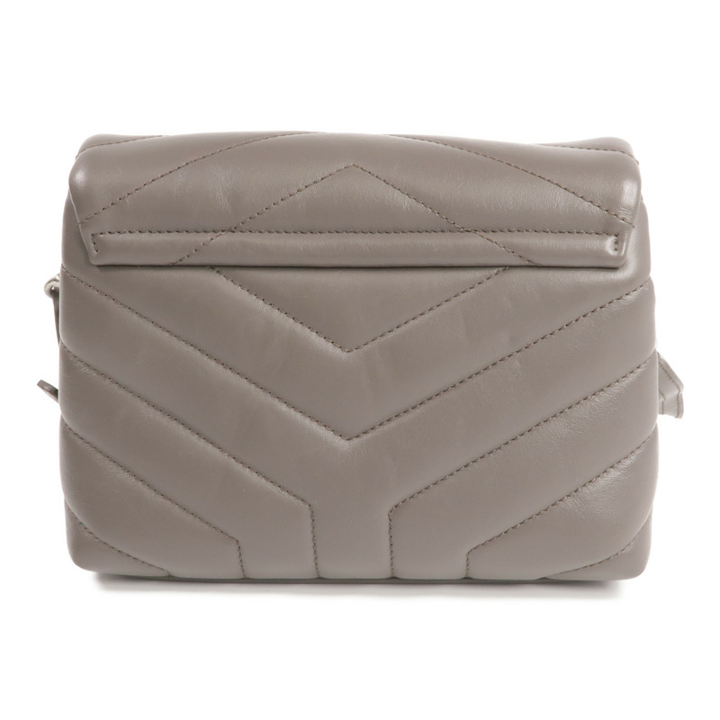 SAINT LAURENT 牛皮皮革Loulou Toy Taupe銀扣肩背袋-2