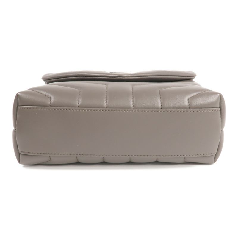 SAINT LAURENT 牛皮皮革Loulou Toy Taupe銀扣肩背袋-3