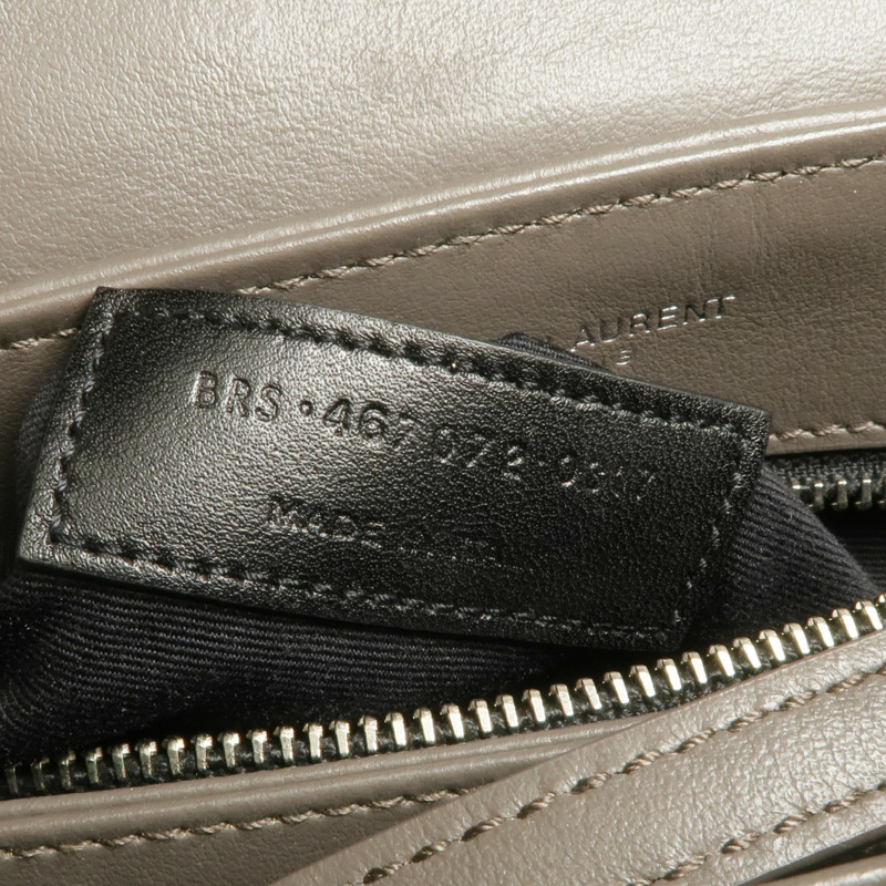 SAINT LAURENT 牛皮皮革Loulou Toy Taupe銀扣肩背袋-6