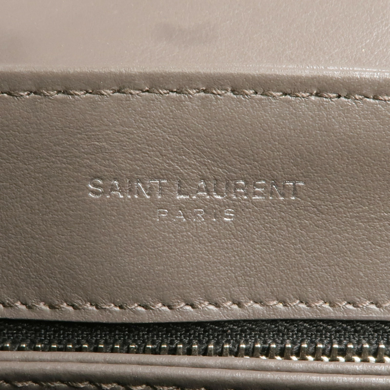 SAINT LAURENT 牛皮皮革Loulou Toy Taupe銀扣肩背袋-7