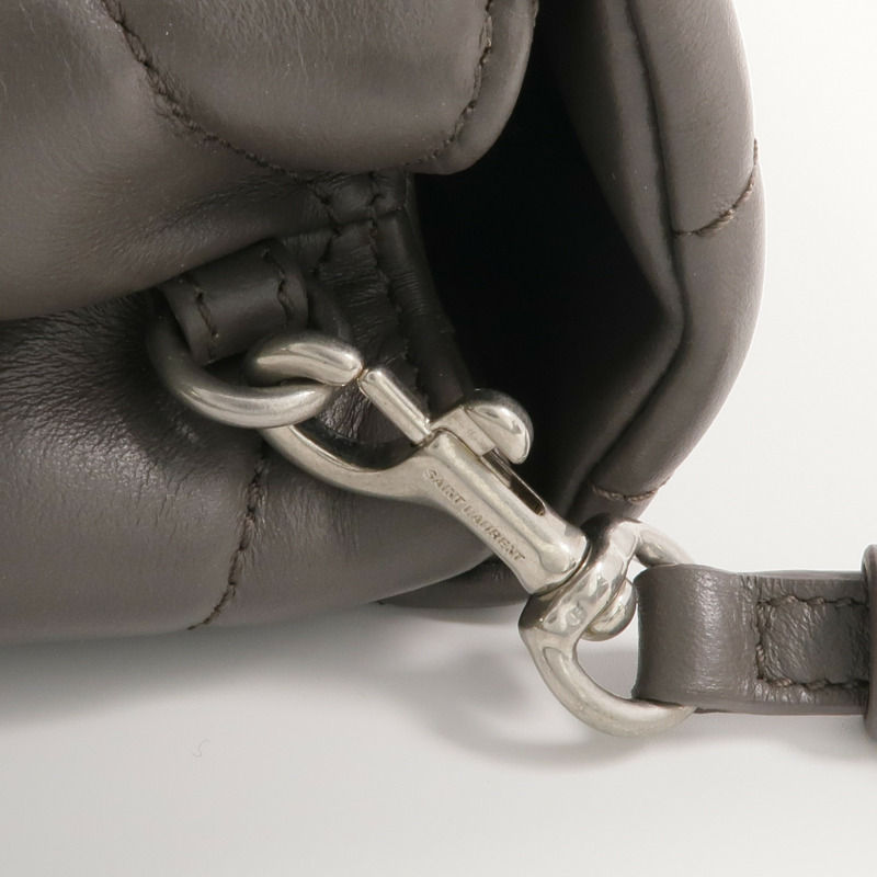 SAINT LAURENT 牛皮皮革Loulou Toy Taupe銀扣肩背袋-10