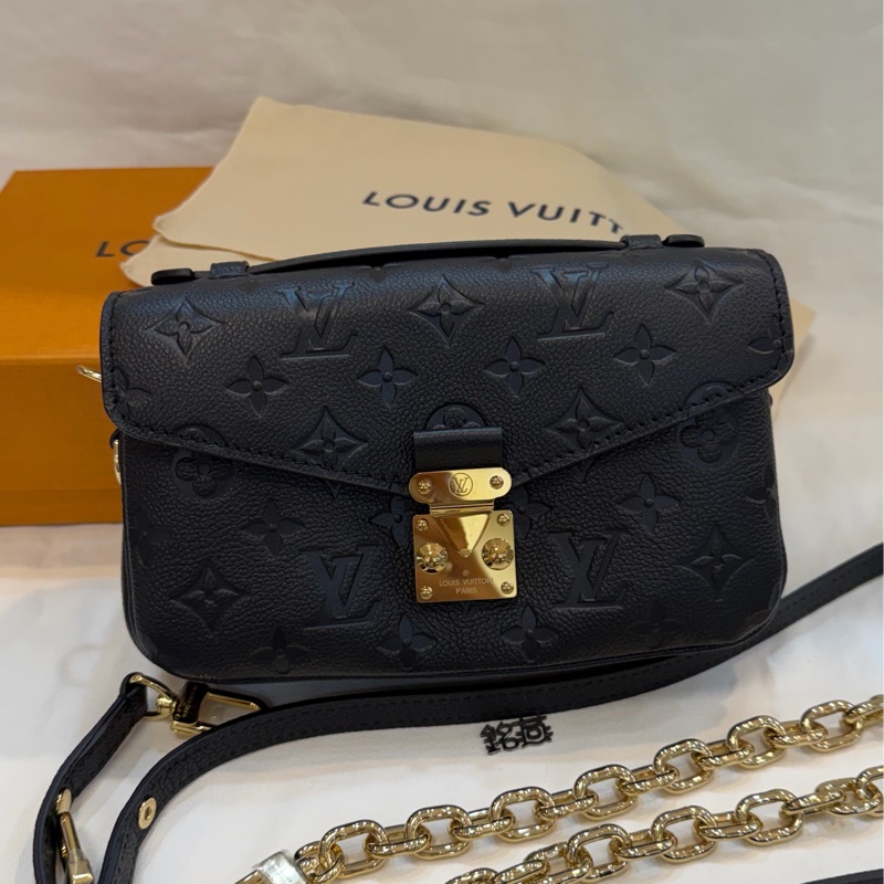 Lv全皮黑色mini小郵差-0