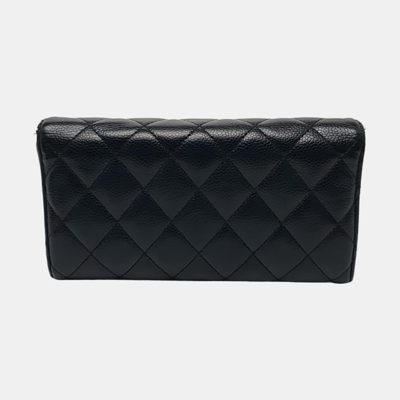 CHANEL CLASSIC FLAP黑色荔枝紋牛皮菱格銀包  銀色五金-3