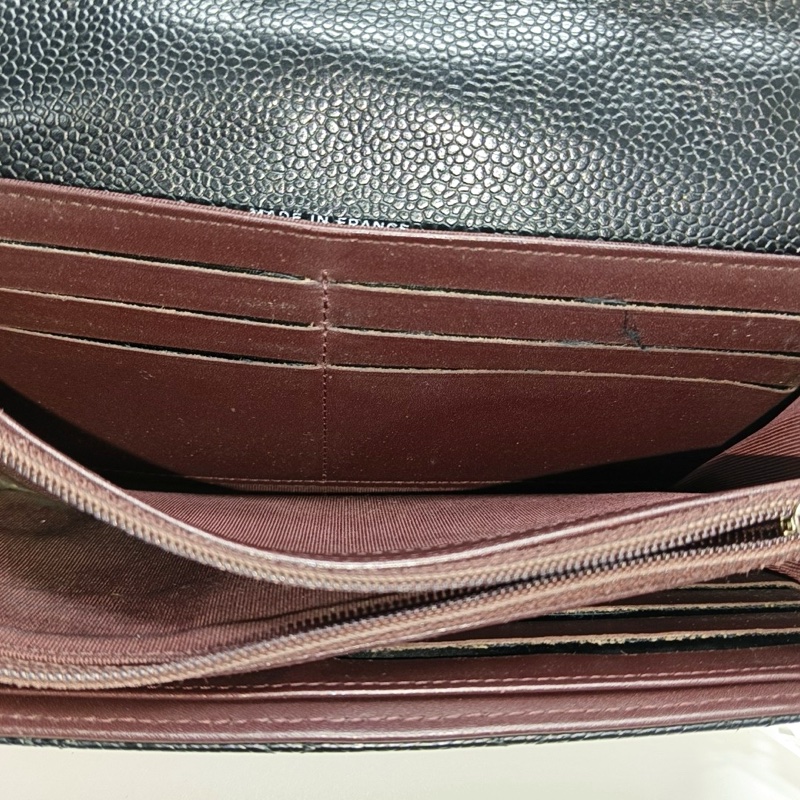 CHANEL CLASSIC FLAP黑色荔枝紋牛皮菱格銀包  銀色五金-5