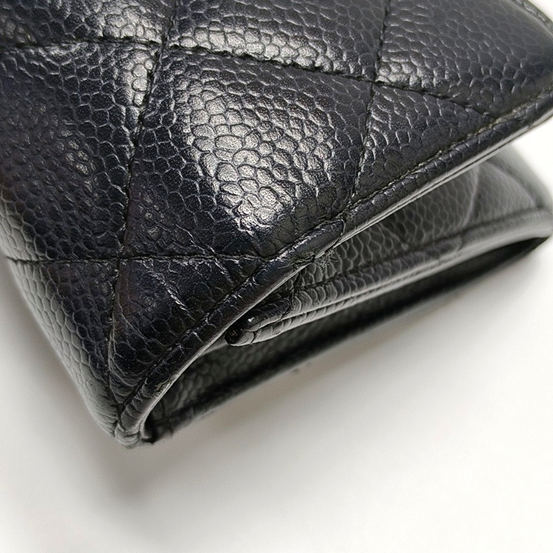 CHANEL CLASSIC FLAP黑色荔枝紋牛皮菱格銀包  銀色五金-8