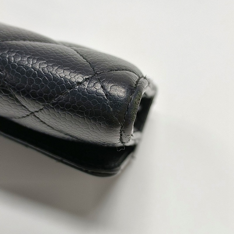 CHANEL CLASSIC FLAP黑色荔枝紋牛皮菱格銀包  銀色五金-10