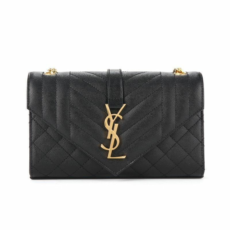 SAINT LAURENT 600195 BOW91 1000 混合絎縫鏈 小號 黑色-4