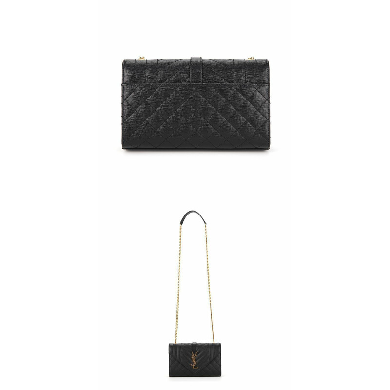 SAINT LAURENT 600195 BOW91 1000 混合絎縫鏈 小號 黑色-6