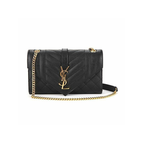 SAINT LAURENT 600195 BOW91 1000 混合絎縫鏈 小號 黑色