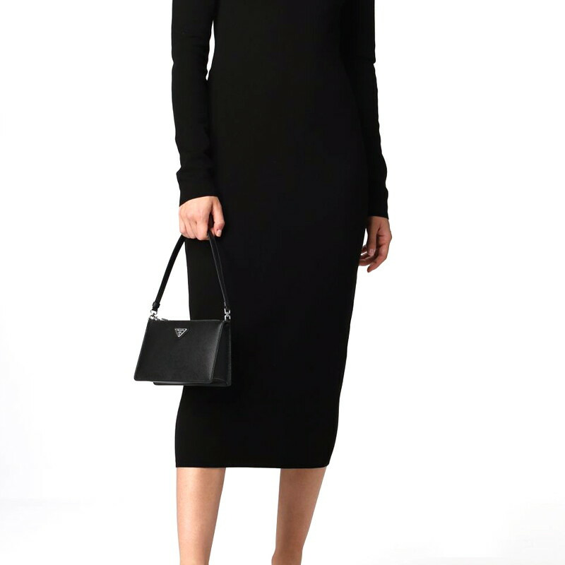 PRADA 磨毛 1BC155 F0002 黑色迷你包-11