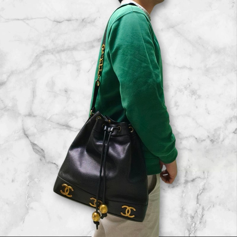 🔥年終狂降🔥【限時降價只到12/31（原68,800）】【8成新】㊣✨CHANEL✨(附防塵袋)香奈兒 老香 小香 雙C 黑金 雷標 牛皮 金球 托特包 肩背包 水桶包/二手包/二手精品🌳二手樹屋🌳-52