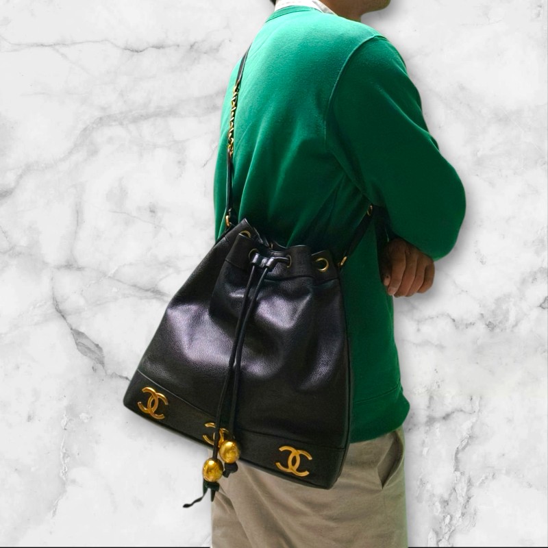 🔥年終狂降🔥【限時降價只到12/31（原68,800）】【8成新】㊣✨CHANEL✨(附防塵袋)香奈兒 老香 小香 雙C 黑金 雷標 牛皮 金球 托特包 肩背包 水桶包/二手包/二手精品🌳二手樹屋🌳-53