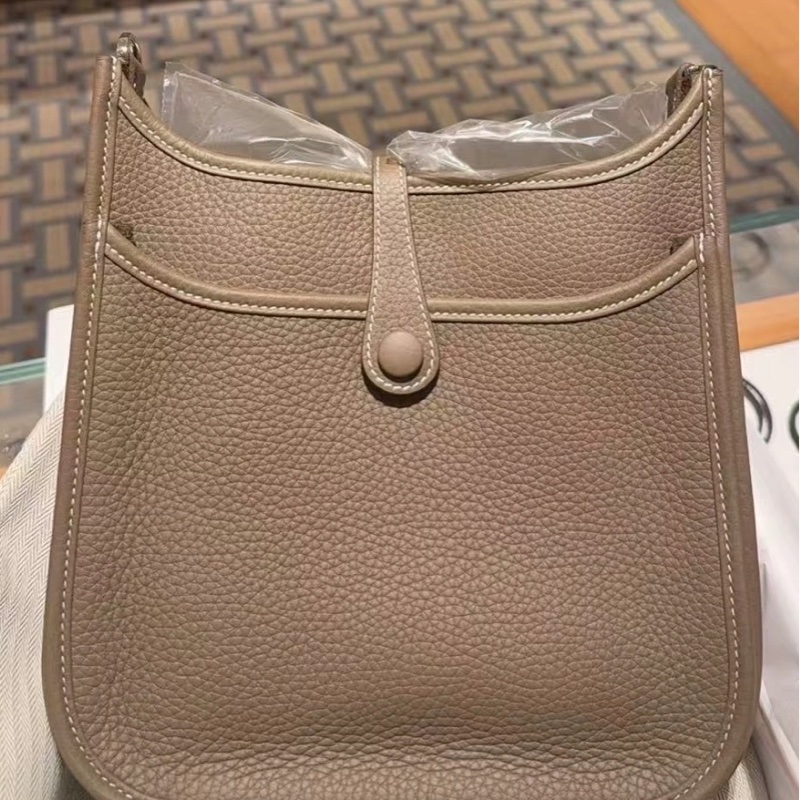 全新愛馬仕Evelyne 23 大象灰 金扣 購物單 Hermes-8